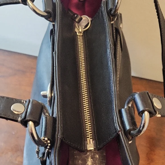 Coach Carly Black Leather Carryall Satchel Bag Tote Shoulder Bag J0878-13236